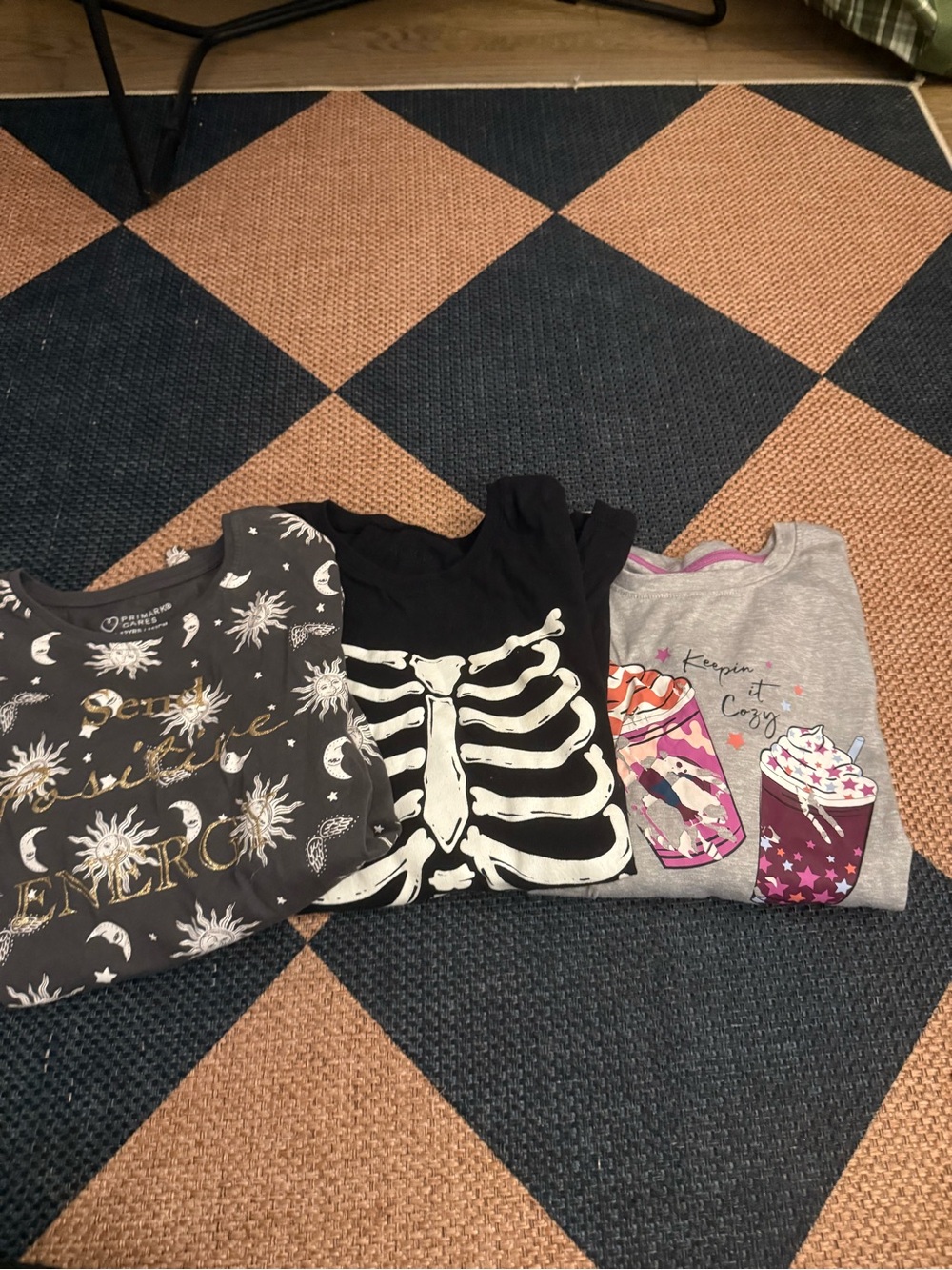 Three Graphic Girls' Tees - Sun, Skeleton & Cozy Cups